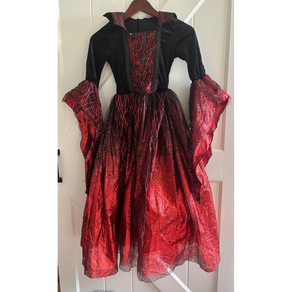 Spirit Halloween Scarlet Enchantress Red Black Vampire Witch Dress Kids Medium